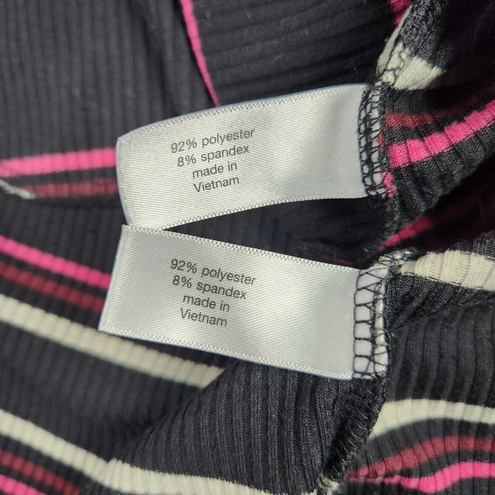 Lane Bryant Cardigan Top Set Womens 18/20 Black Pink Striped Ribbed Knit Stretch